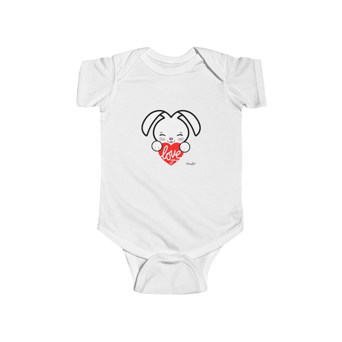 Infant Bodysuit — NoniBo Bunny Holding 'Love You' Heart Baby Bodysuit (First Valentine/Baby Shower Gift)
