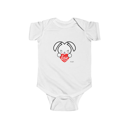 Infant Bodysuit — NoniBo Bunny Holding 'Love You' Heart Baby Bodysuit (First Valentine/Baby Shower Gift)